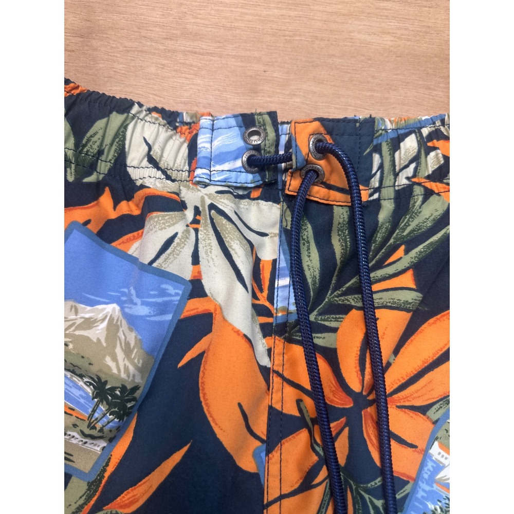 Nautica Mens Tropical Postcard Print Swim Trunks Orange Blue Board Shorts Small - Picture 4 of 9